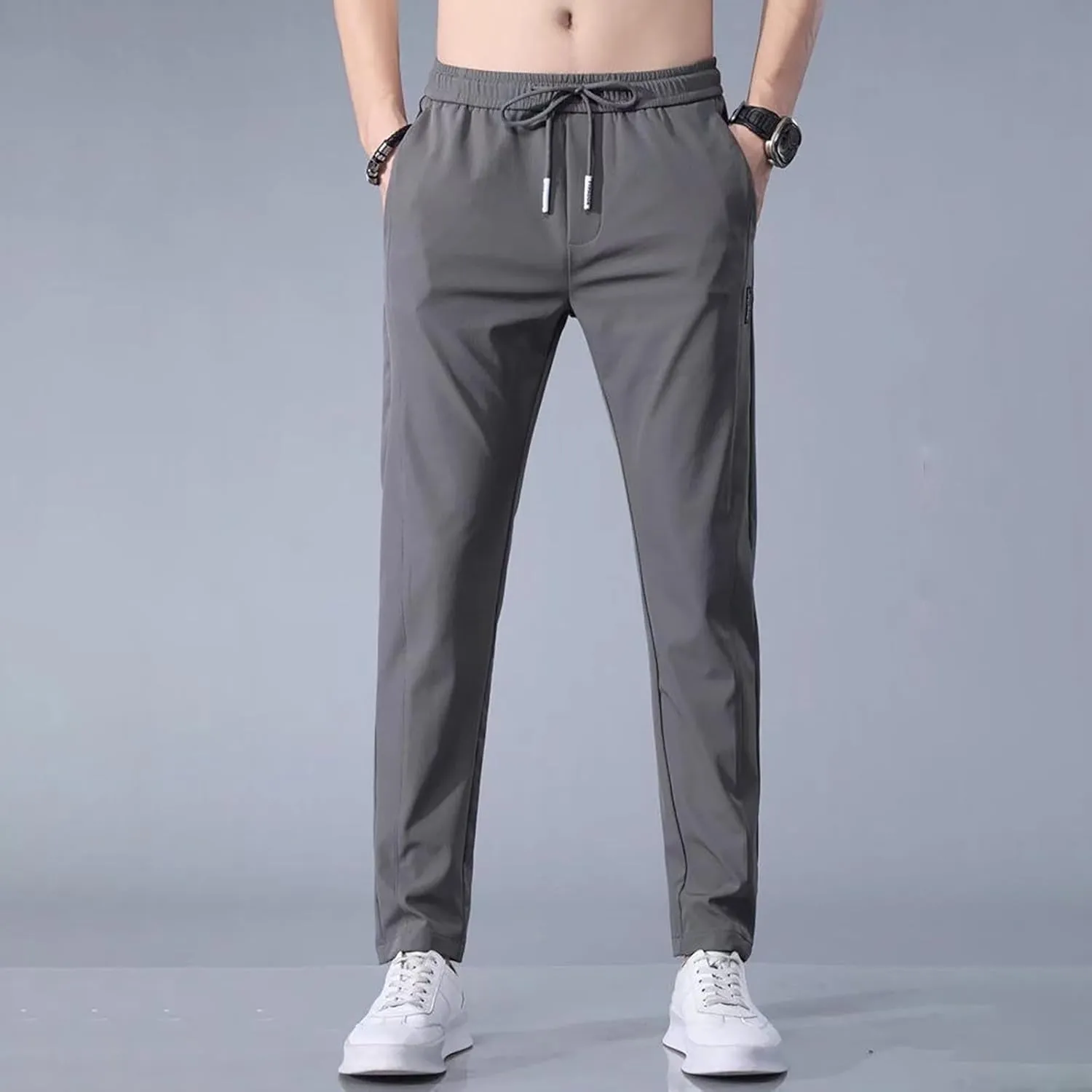 2 Pack Hiking Pants Men Lightweight Waterproof Jogger Sweatpants Stretch Waist Ice Silk Breathable Active Trousers