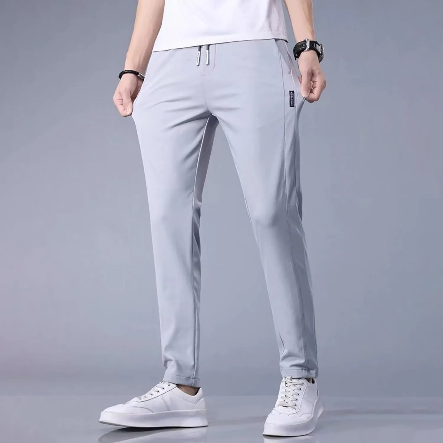 2 Pack Hiking Pants Men Lightweight Waterproof Jogger Sweatpants Stretch Waist Ice Silk Breathable Active Trousers