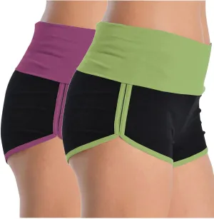 2 Pack Women's Athletic Shorts High Waisted Running Workout Short Pants Tummy Control Quick Dry Gym Shorts for Yoga
