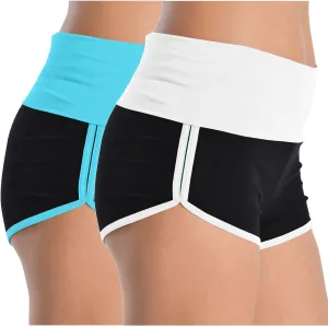2 Pack Women's Athletic Shorts High Waisted Running Workout Short Pants Tummy Control Quick Dry Gym Shorts for Yoga