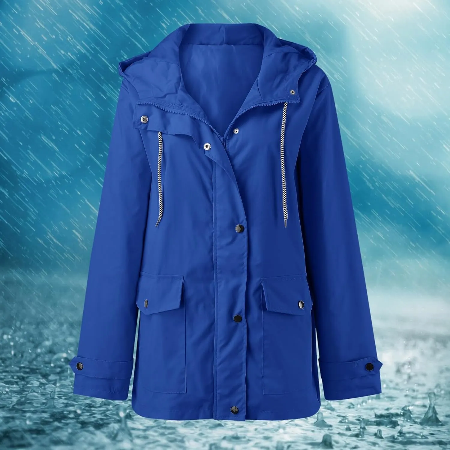 2023 Rain Jacket Women Lightweight Raincoat Waterproof Windbreaker Trendy Casual Climbing Outdoor Trench Coats Outerwear