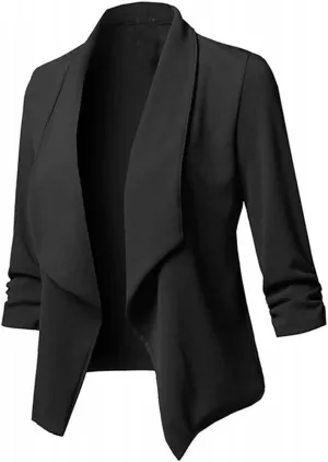 2023 Women Business Blazers Trendy Casual Cropped Blazer Jacket Petite Open Front Office Cardigan Stylish Womens Fall Coats