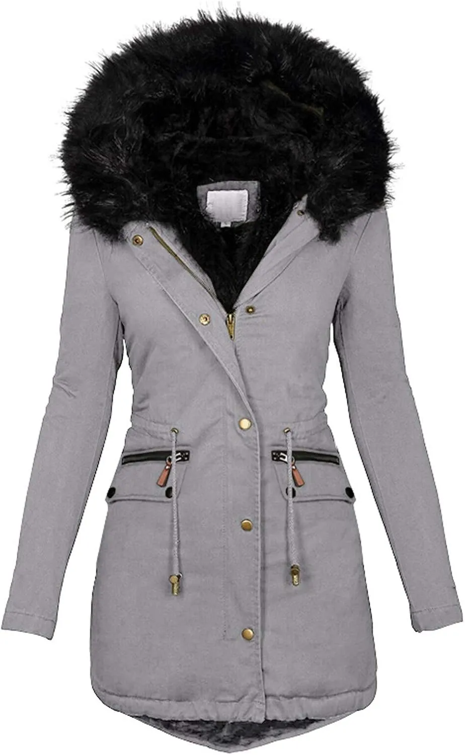 2024 Fashion Thick Hooded Puffer Coat for Womens Long Sleeve Single Breasted Outwear Comfy Slim Overcoat with Pocket