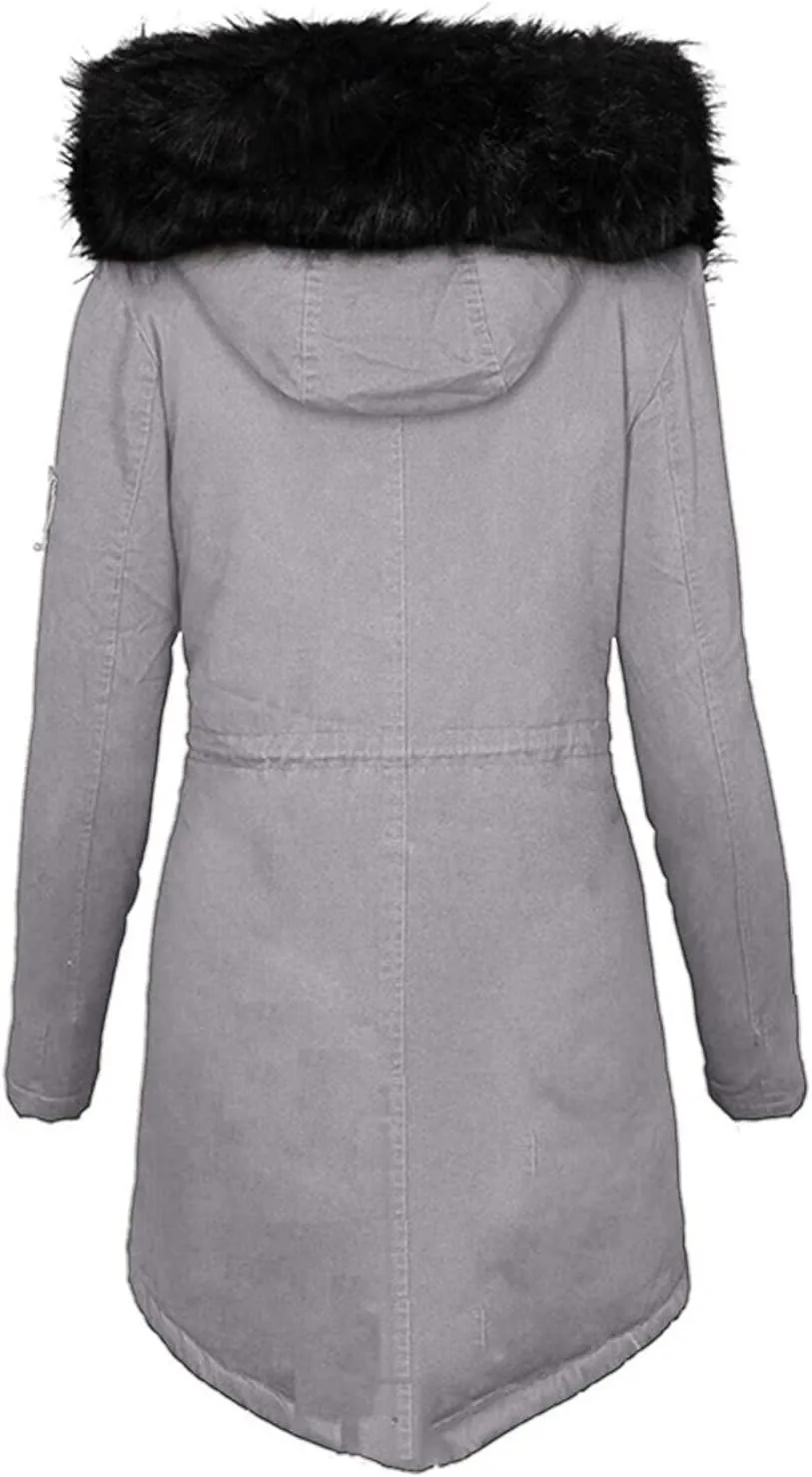 2024 Fashion Thick Hooded Puffer Coat for Womens Long Sleeve Single Breasted Outwear Comfy Slim Overcoat with Pocket