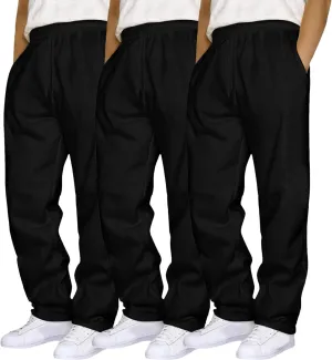 Alalaso 3 PC Men's Solid Color Jogger Pants Trendy Casual Straight Wide Leg Trousers Fall Winter Workout Running Sweatpants