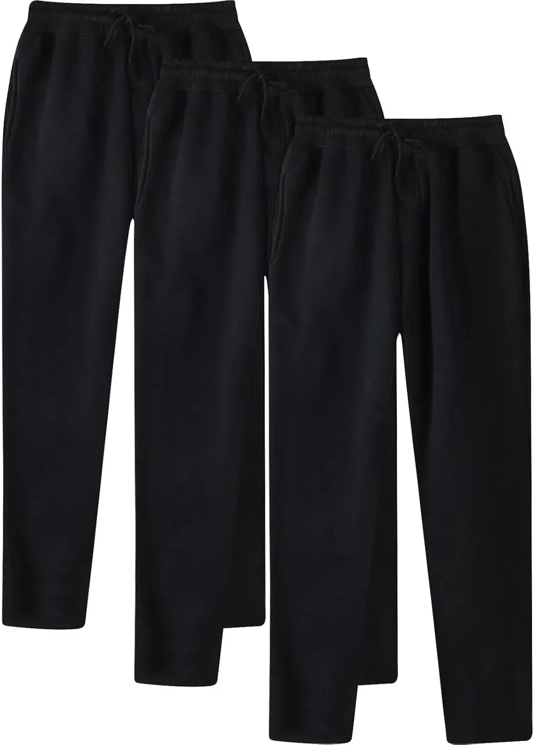 Alalaso 3 PC Men's Solid Color Jogger Pants Trendy Casual Straight Wide Leg Trousers Fall Winter Workout Running Sweatpants