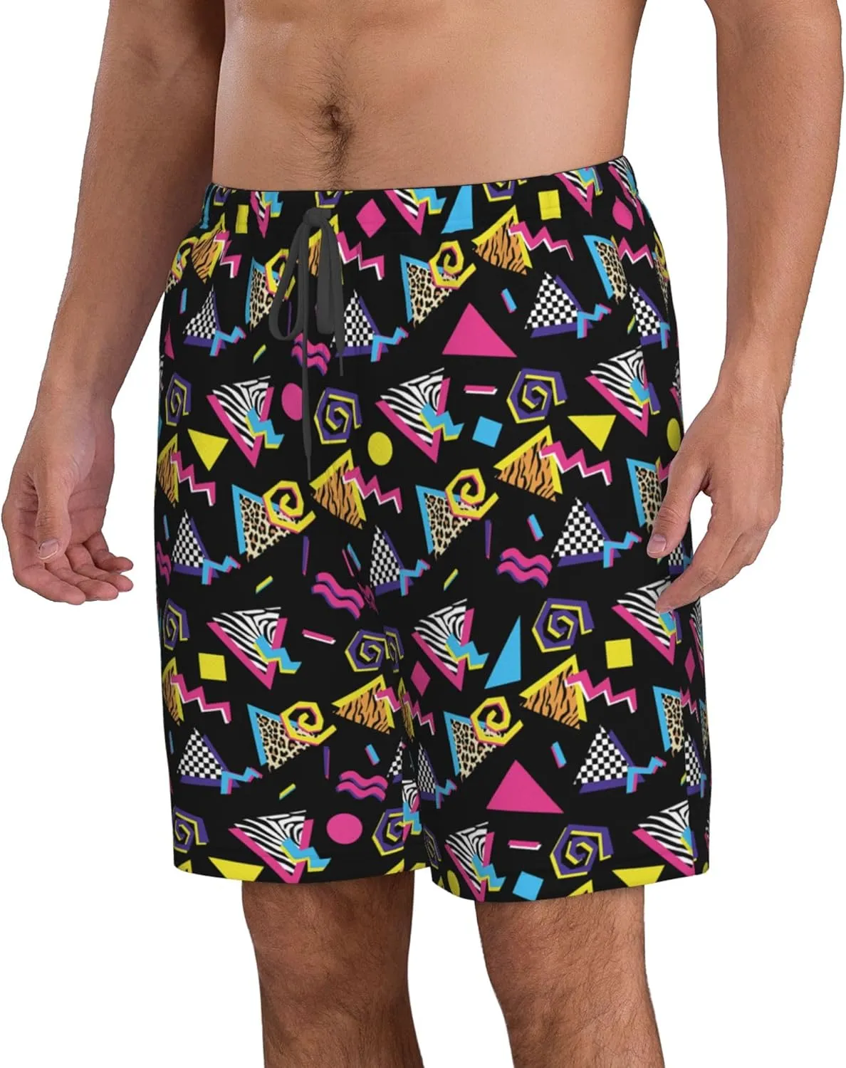 AMRANDOM Mens Casual Shorts Drawstring Summer Beach Golf Shorts Bathing Suit Swim Trunks