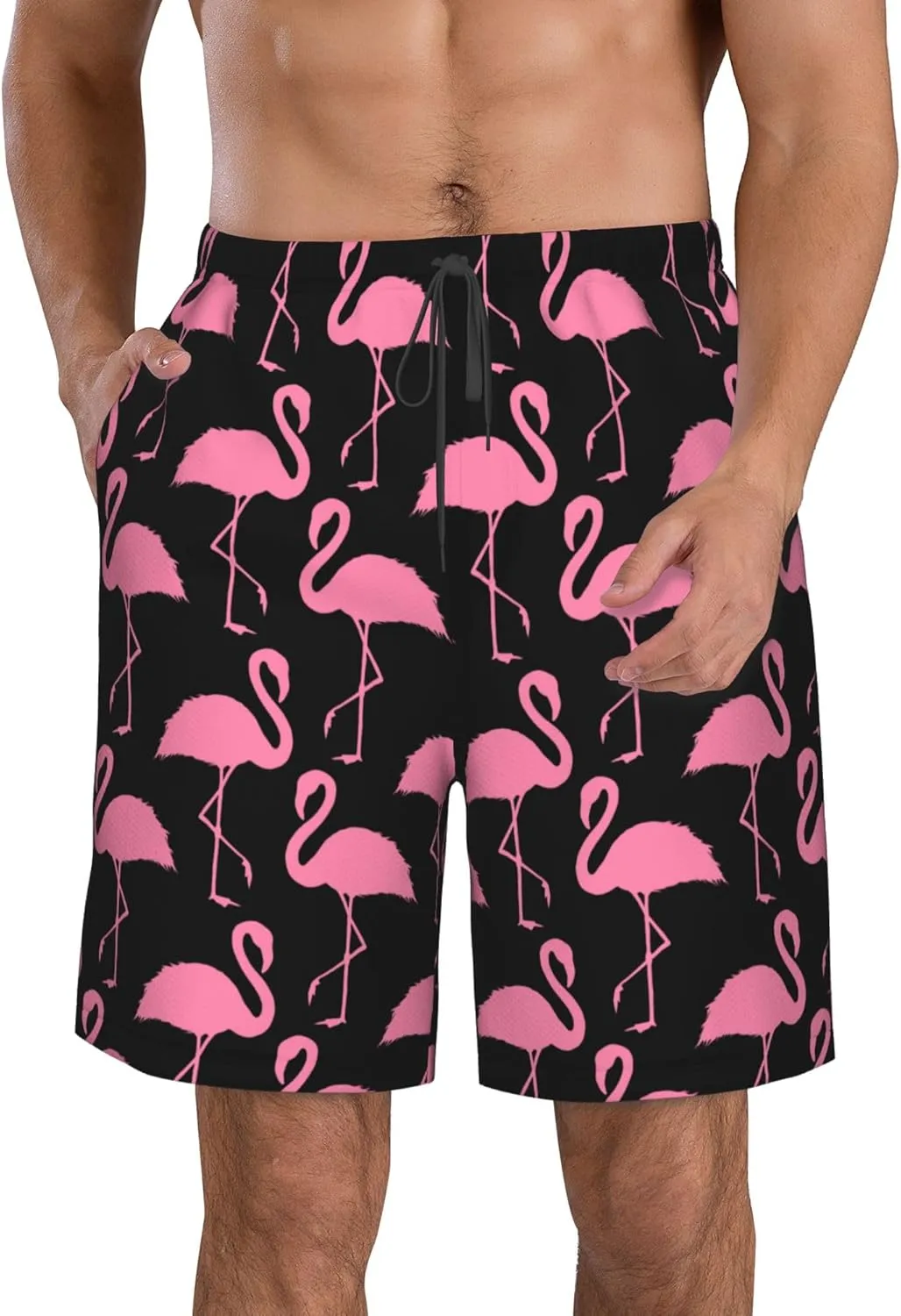 AMRANDOM Mens Casual Shorts Drawstring Summer Beach Golf Shorts Bathing Suit Swim Trunks