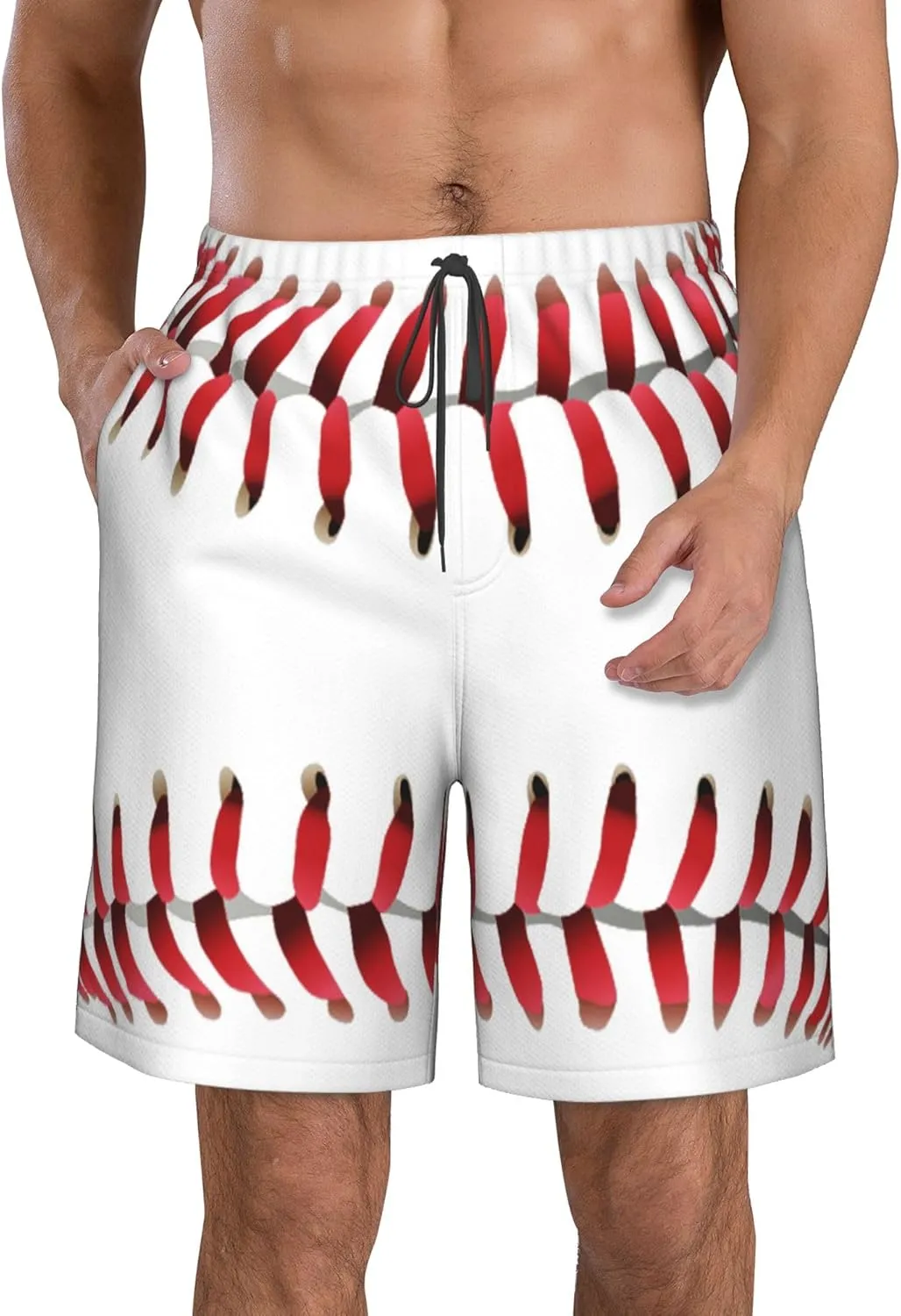 AMRANDOM Mens Casual Shorts Drawstring Summer Beach Golf Shorts Bathing Suit Swim Trunks