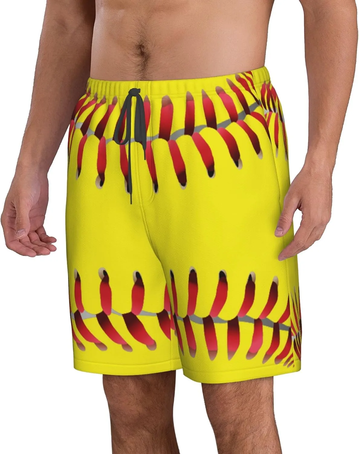 AMRANDOM Mens Casual Shorts Drawstring Summer Beach Golf Shorts Bathing Suit Swim Trunks
