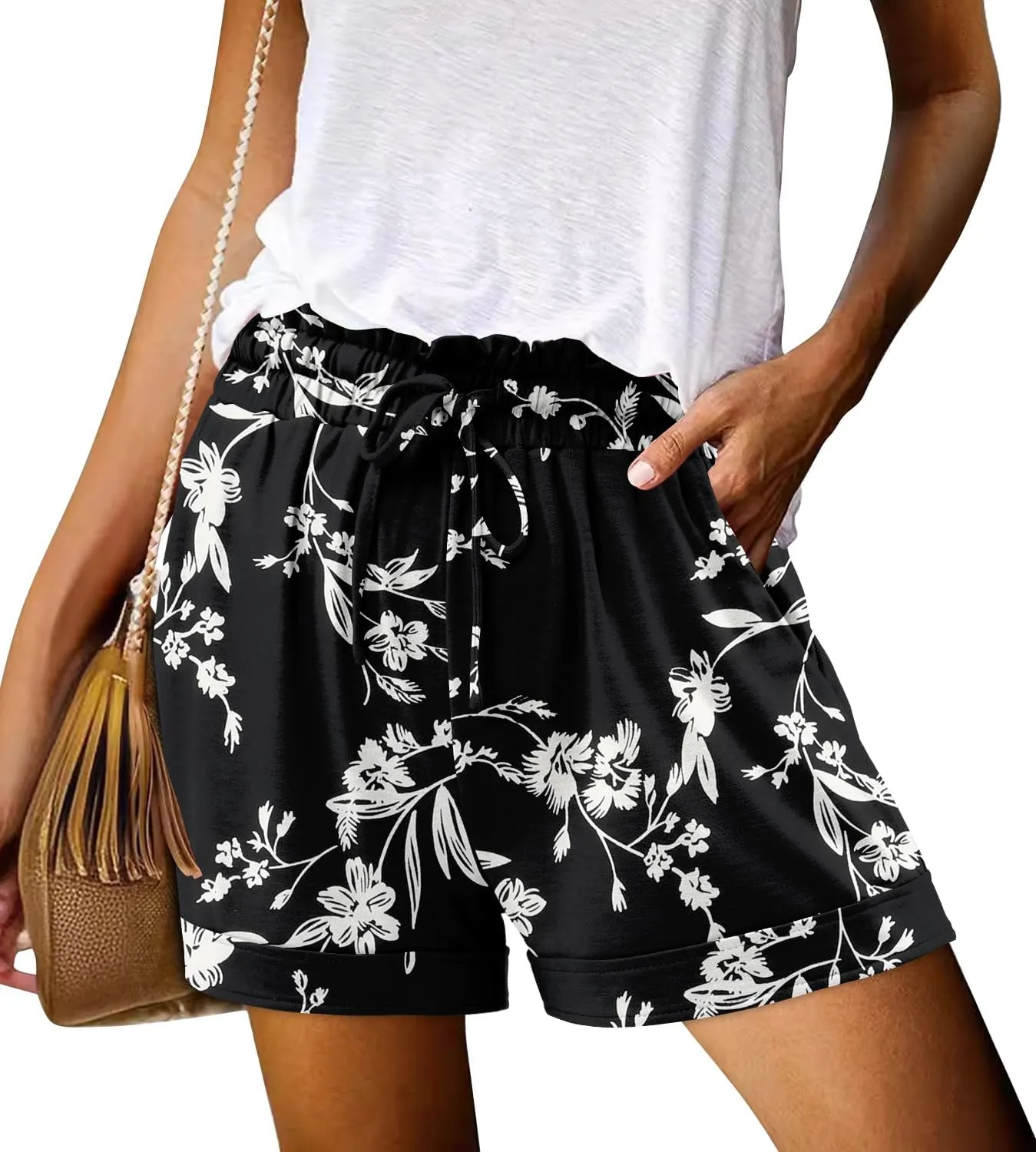 Angerella Women Casual Shorts Drawstring Comfy Elastic Waist Shorts Summer Pull On Short Pants with Pockets