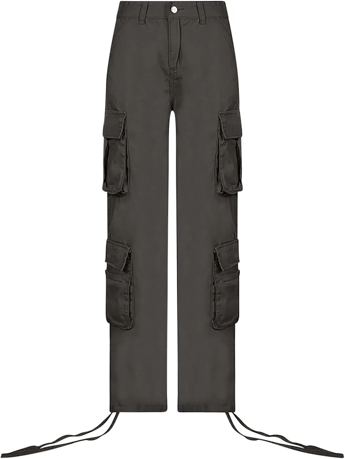 Anjikang Parachute Cargo Pants for Women Y2K Teen Girls Trendy Low Waist Wide Leg Cargos Multi Pockets Travel Hiking Trousers