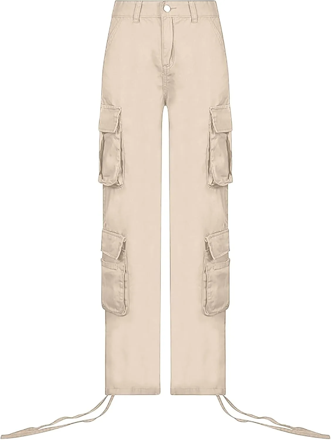 Anjikang Parachute Cargo Pants for Women Y2K Teen Girls Trendy Low Waist Wide Leg Cargos Multi Pockets Travel Hiking Trousers