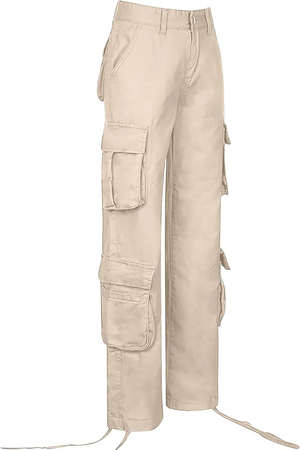 Anjikang Parachute Cargo Pants for Women Y2K Teen Girls Trendy Low Waist Wide Leg Cargos Multi Pockets Travel Hiking Trousers
