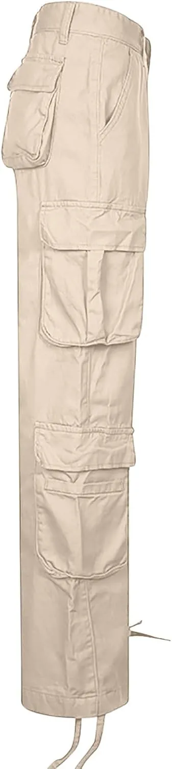 Anjikang Parachute Cargo Pants for Women Y2K Teen Girls Trendy Low Waist Wide Leg Cargos Multi Pockets Travel Hiking Trousers