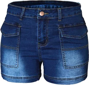 Atditama Women's Stretch Denim Jean Shorts Ripped Curved Fitted Summer Casual Shorts for Women High Waisted