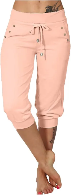 Athletic Works Capris for Women Plus Size Cropped Joggers Drawstring Yoga Pants Pockets Soft Sweatpants