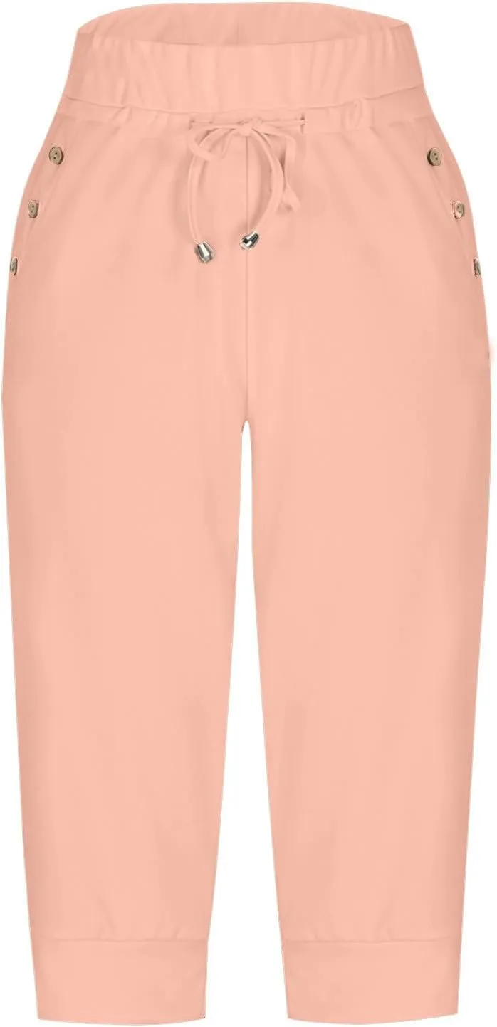 Athletic Works Capris for Women Plus Size Cropped Joggers Drawstring Yoga Pants Pockets Soft Sweatpants