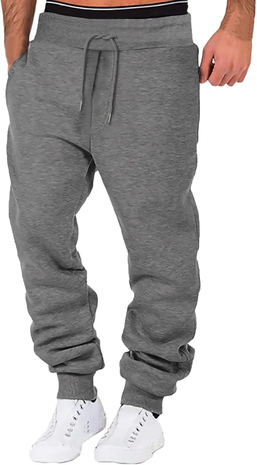 Baggy Jeans Men Winter High Street Fashion Leisure Loose Sports Running Solid Color Lace Up Pants Sweater Pants para