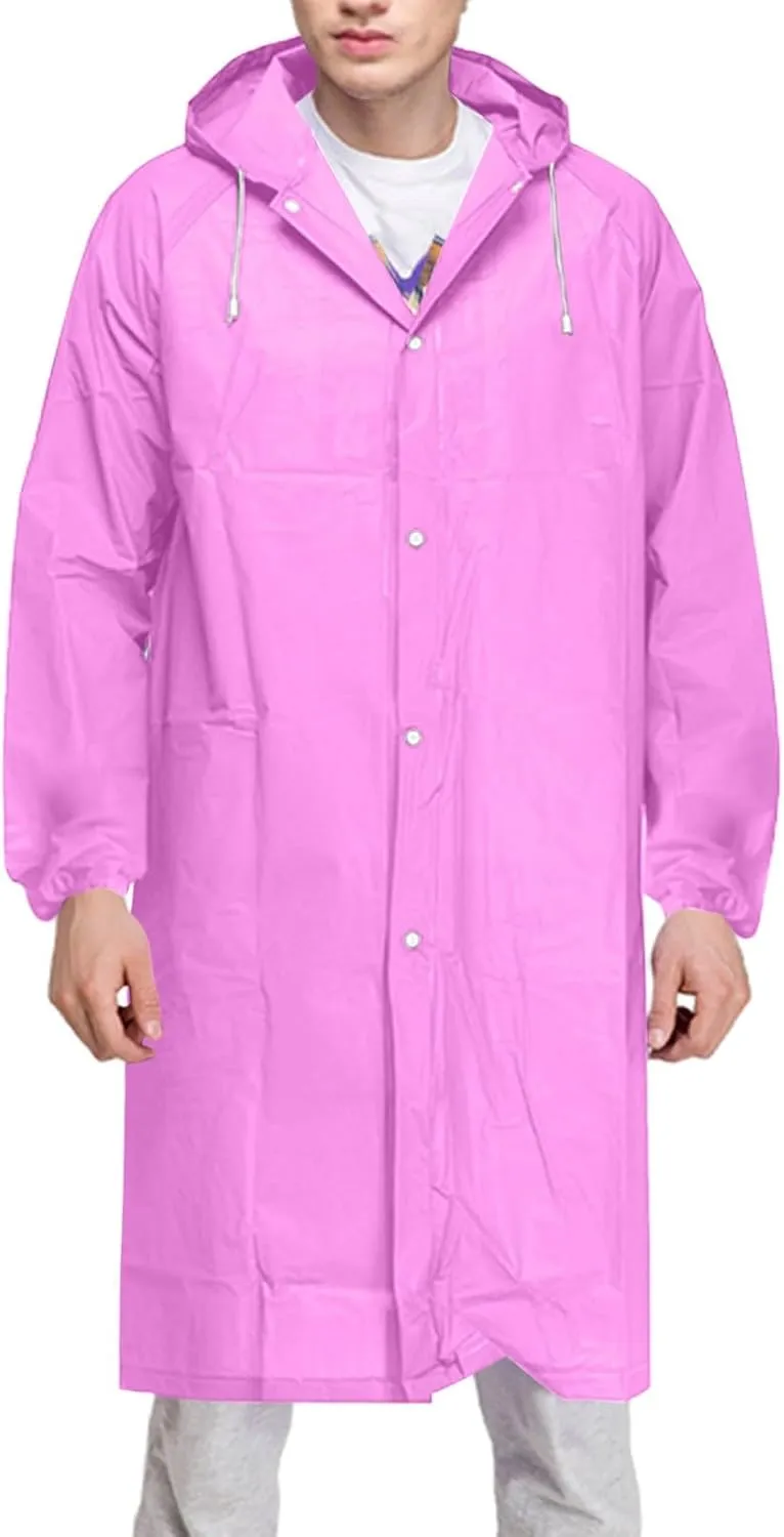 Binmer 2 Pack Raincoats for Adults Reusable,Rain Ponchos Lightweight Rain Coat Waterproof Hood Rain Jackets for Men & Women