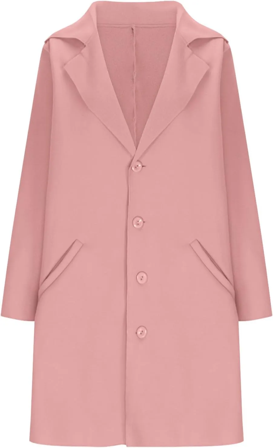 Binmer Women's Winter Wool Coat Casual Notch Lapel Single-Breasted Peacoat Elegant Dressy Mid Length Trench Jacket Overcoat