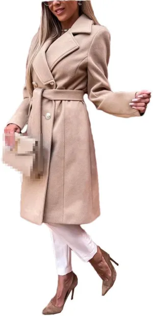 Bollrllr Women's Wool Coat Loose Long Autumn Windbreaker Long Sleeve Button Blended Jacket