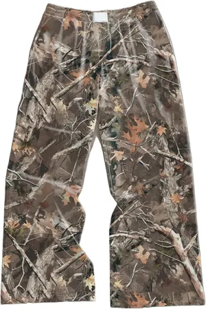 Camo Pants Women Graphic Baggy Sweatpants Camo Print Straight Wide Leg Joggers Street Wear Drawstring Sweat Pant