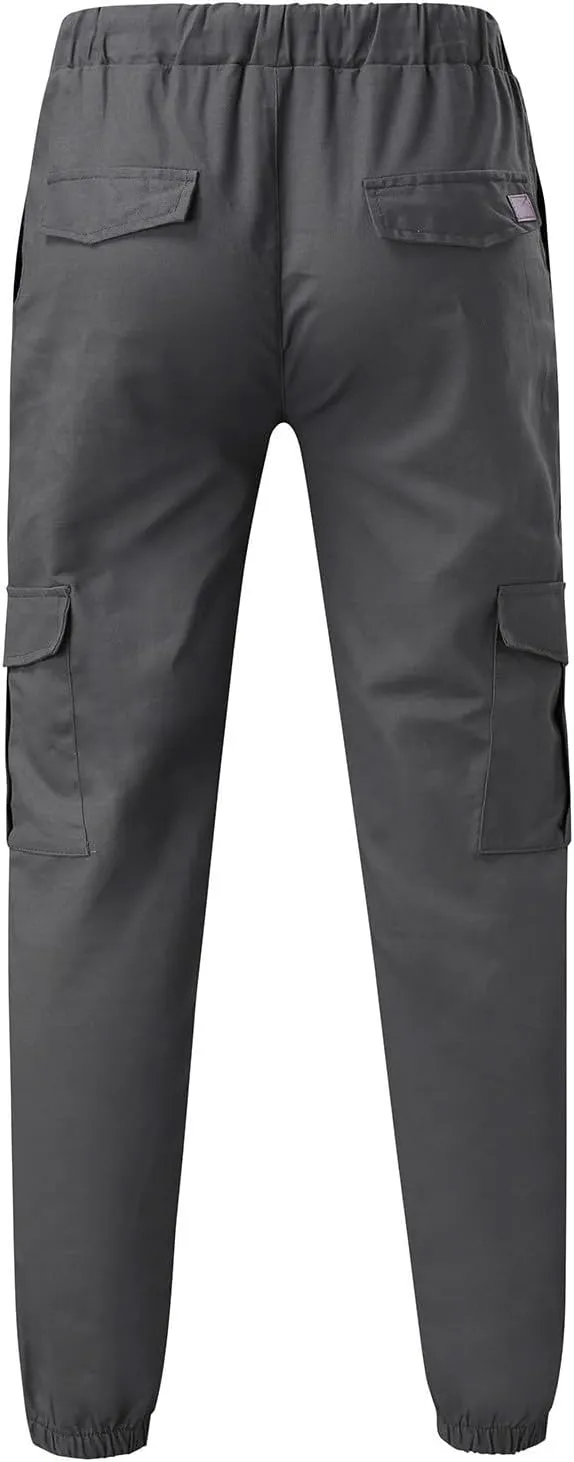 Cargo Joggers Men Casual Slim Fit Chino Trousers with Pockets Fashion Drawstring Cotton Sweatpants