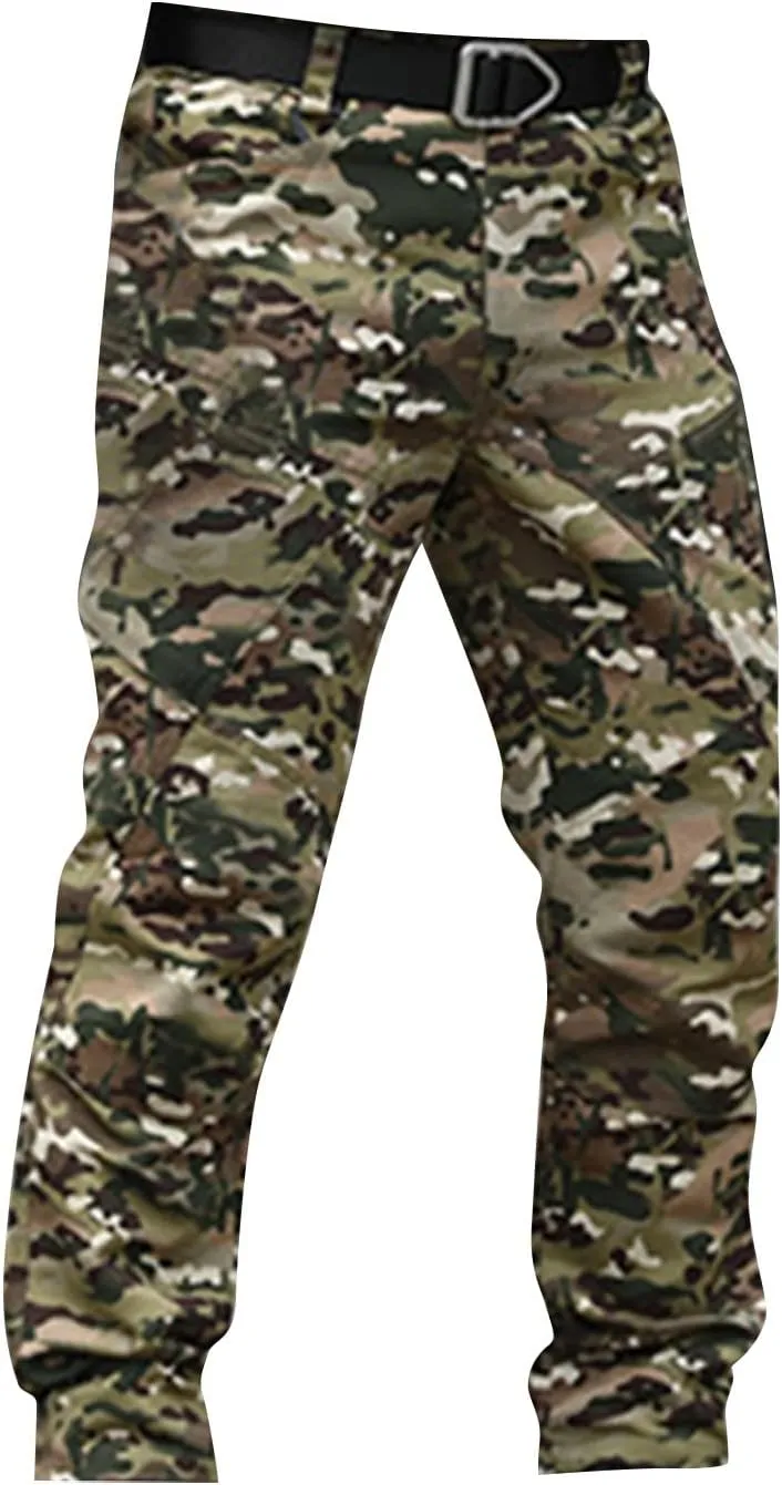 Cargo Pants for Men Hiking Tactical Pants Water Resistant Baggy Casual Work Pants Straight Multi Pockets Trousers