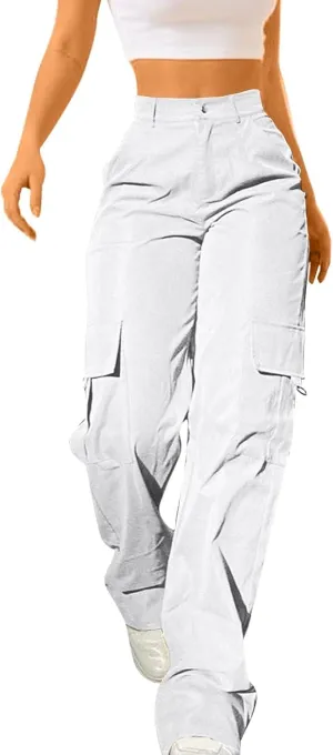 Cargo Pants for Women High Waisted Casual Wide Leg Pants Baggy Stretchy Wide Leg Y2K Streetwear with Pockets