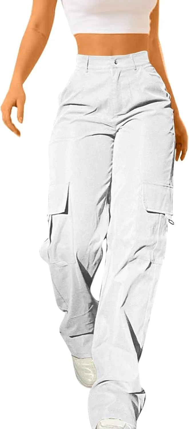 Cargo Pants for Women High Waisted Casual Wide Leg Pants Baggy Stretchy Wide Leg Y2K Streetwear with Pockets