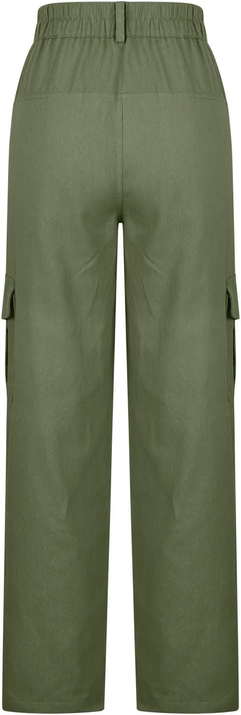 Cargo Pants for Women High Waisted Pants Baggy Stretchy Wide Leg Y2K Streetwear Multiple Pockets Fashion Cargo Jeans