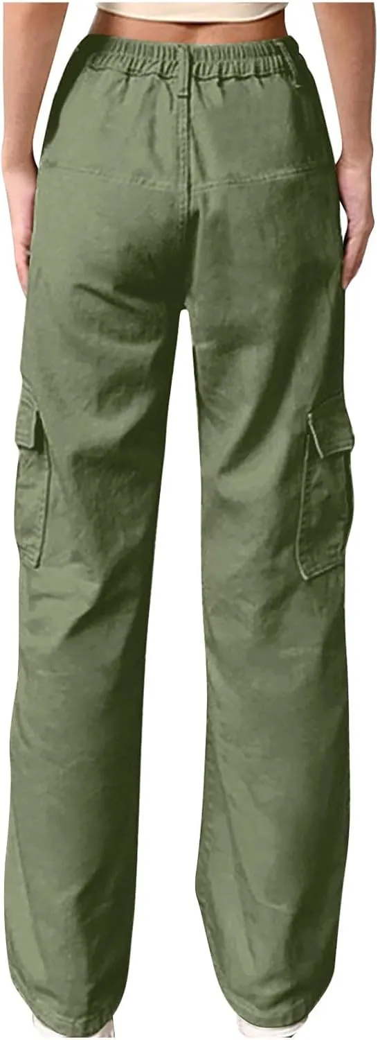 Cargo Pants for Women High Waisted Pants Baggy Stretchy Wide Leg Y2K Streetwear Multiple Pockets Fashion Cargo Jeans