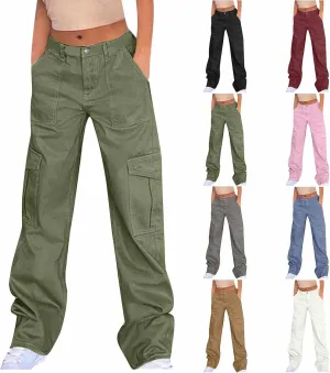 Cargo Pants for Women High Waisted Pants Baggy Stretchy Wide Leg Y2K Streetwear Multiple Pockets Fashion Cargo Jeans