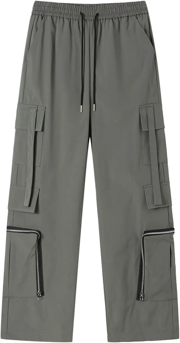Cargo Pants Men Outdoor Stretch Overalls with Large Pockets Loose Soft Pants Rainproof Mens Big and Tall Cargo Pants