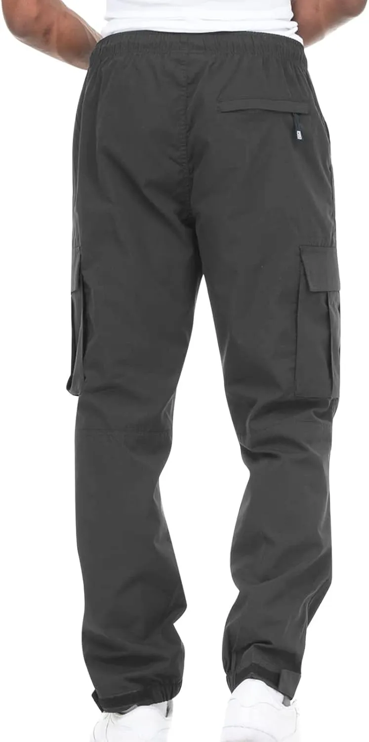 Cargo Sweatpants for Men Casual Fitness Drawstring Cargo Pants Workout Joggers Trousers Outdoor with Mutil Pockets