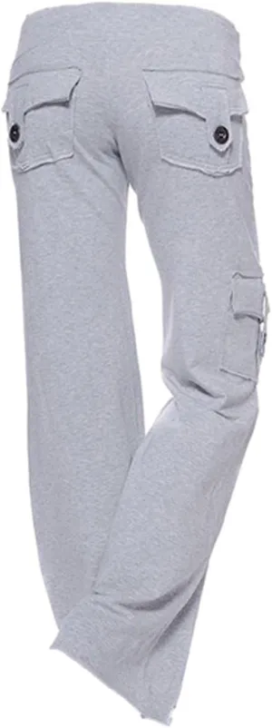 Cargo Yoga Pants for Women High Waist Wide Leg Bootcut Trousers Plus Size Baggy Flare Slacks Pants with Pockets