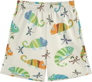 Cartoon Colorful Chameleons Boy's Lightweight Casual Shorts Athletic Summer Shorts with Pockets for Hiking Outdoor