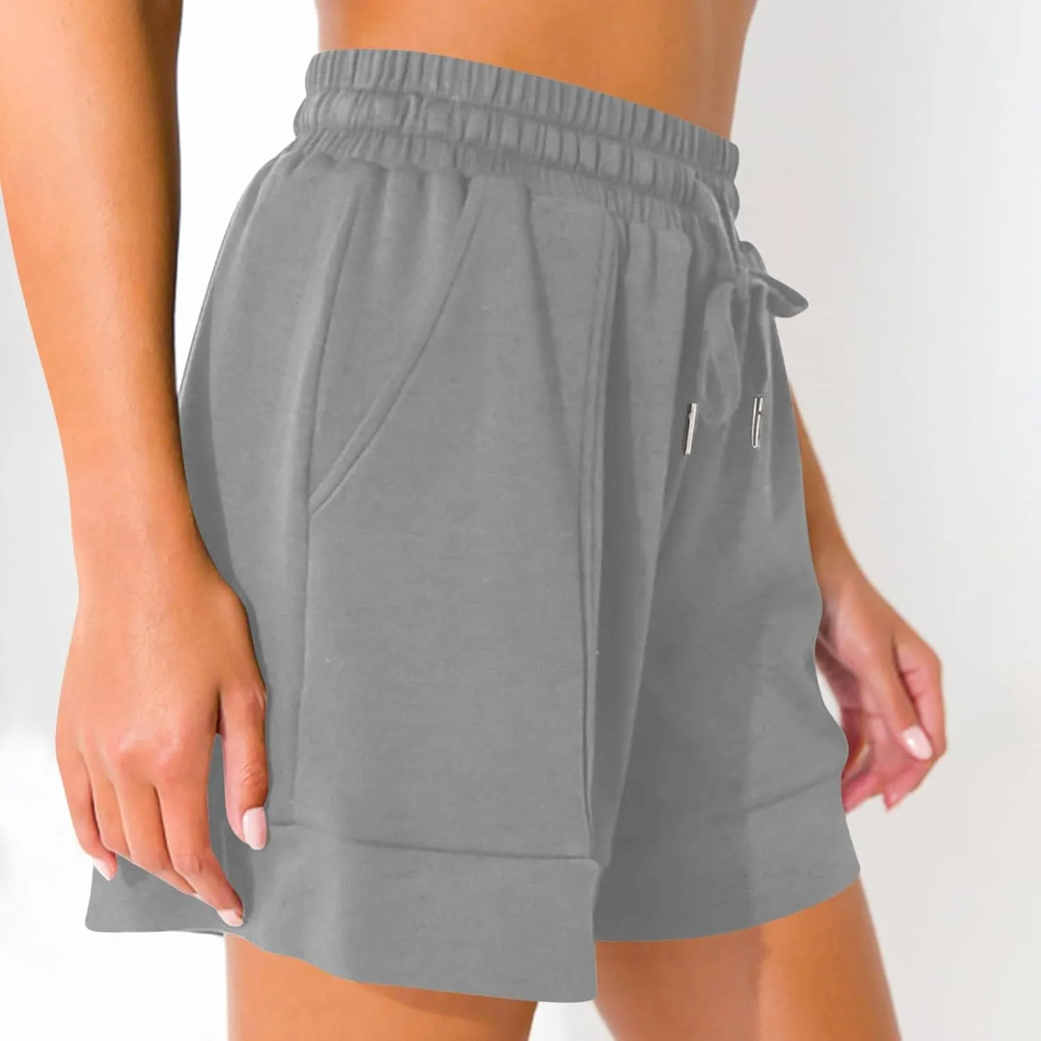 Casual Shorts for Women Summer Wide Leg Pants Elasticated Waist Relaxed Fit Lounge Shorts with Pockets