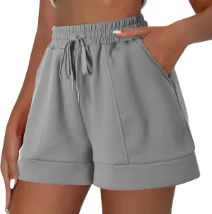 Casual Shorts for Women Summer Wide Leg Pants Elasticated Waist Relaxed Fit Lounge Shorts with Pockets