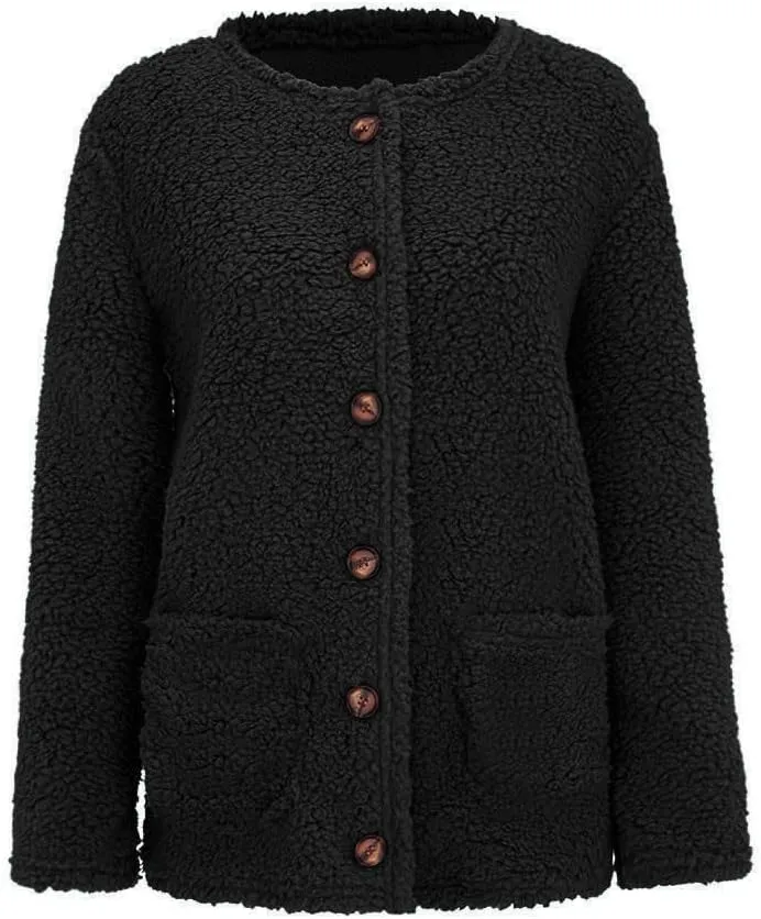 Ceboyel Women Sherpa Fleece Jacket Shearling Teddy Coats Fuzzy Casual Cardigan Trendy Winter Outerwear Outfits 2023