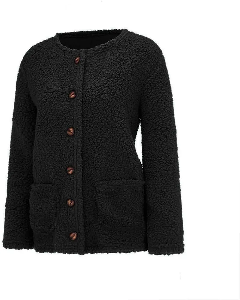 Ceboyel Women Sherpa Fleece Jacket Shearling Teddy Coats Fuzzy Casual Cardigan Trendy Winter Outerwear Outfits 2023