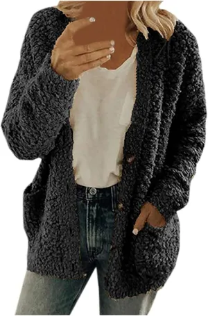 Ceboyel Women Sherpa Fleece Jacket Shearling Teddy Coats Fuzzy Casual Cardigan Trendy Winter Outerwear Outfits 2023