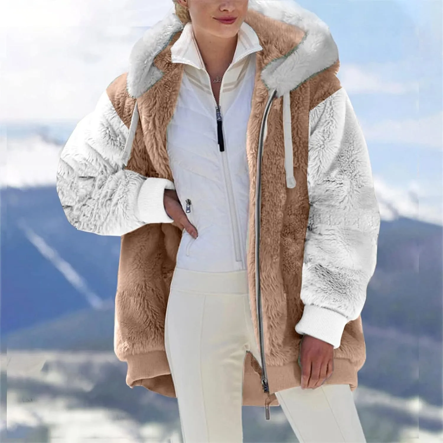 Ceboyel Womens Fleece Coats Winter 2023 Fur Faux Shaggy Jackets Warm Fuzzy Teddy Coats Oversized Trendy Outewear Outfits