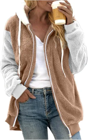 Ceboyel Womens Fleece Coats Winter 2023 Fur Faux Shaggy Jackets Warm Fuzzy Teddy Coats Oversized Trendy Outewear Outfits