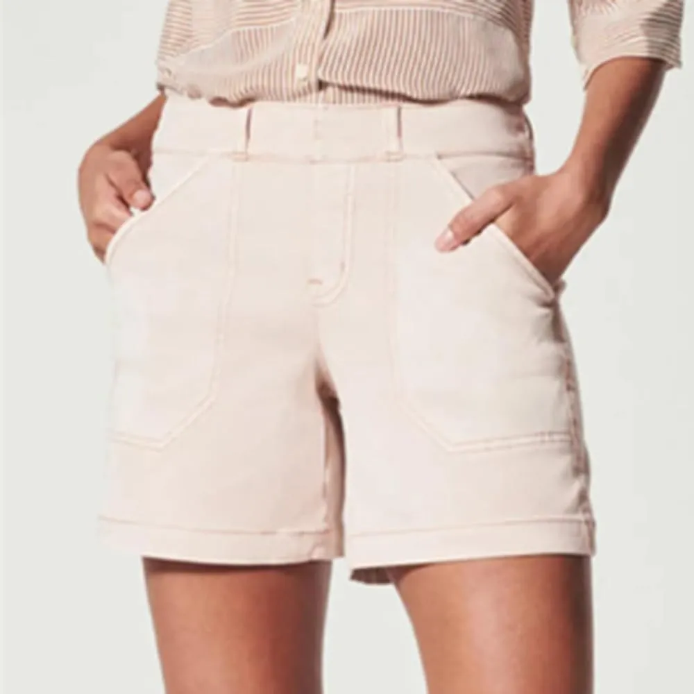 Comfy Stretch Twill Shorts for Women,Elastic Waist Casual Twill Short,Summer Chino Short,Pull On Denim Shorts with Pockets