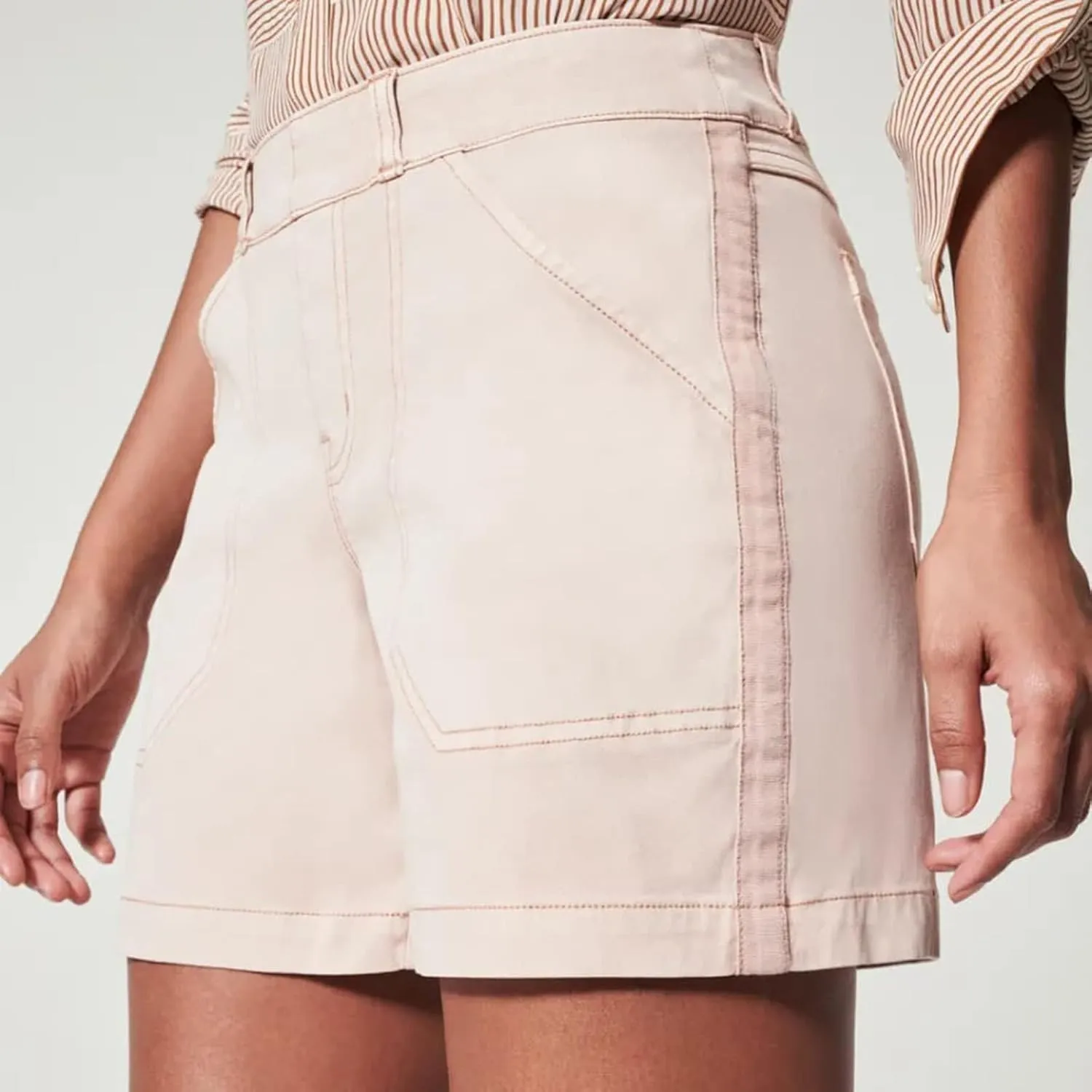Comfy Stretch Twill Shorts for Women,Elastic Waist Casual Twill Short,Summer Chino Short,Pull On Denim Shorts with Pockets