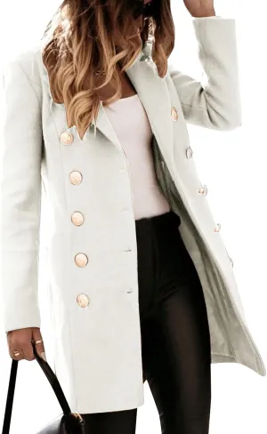 cooki Jackets for Women Trendy Swing Coat Plus Size Trench Coat for Women 2023 Winter Long Sleeve Warm Wool Blend Pea Coat