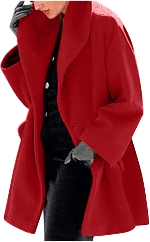 cooki Trench Coat for Women 2023 Hooded Woolen Coat Long Sleeve Loose Lapel Windproof Pea Coat Winter Warm Oversized Jackets