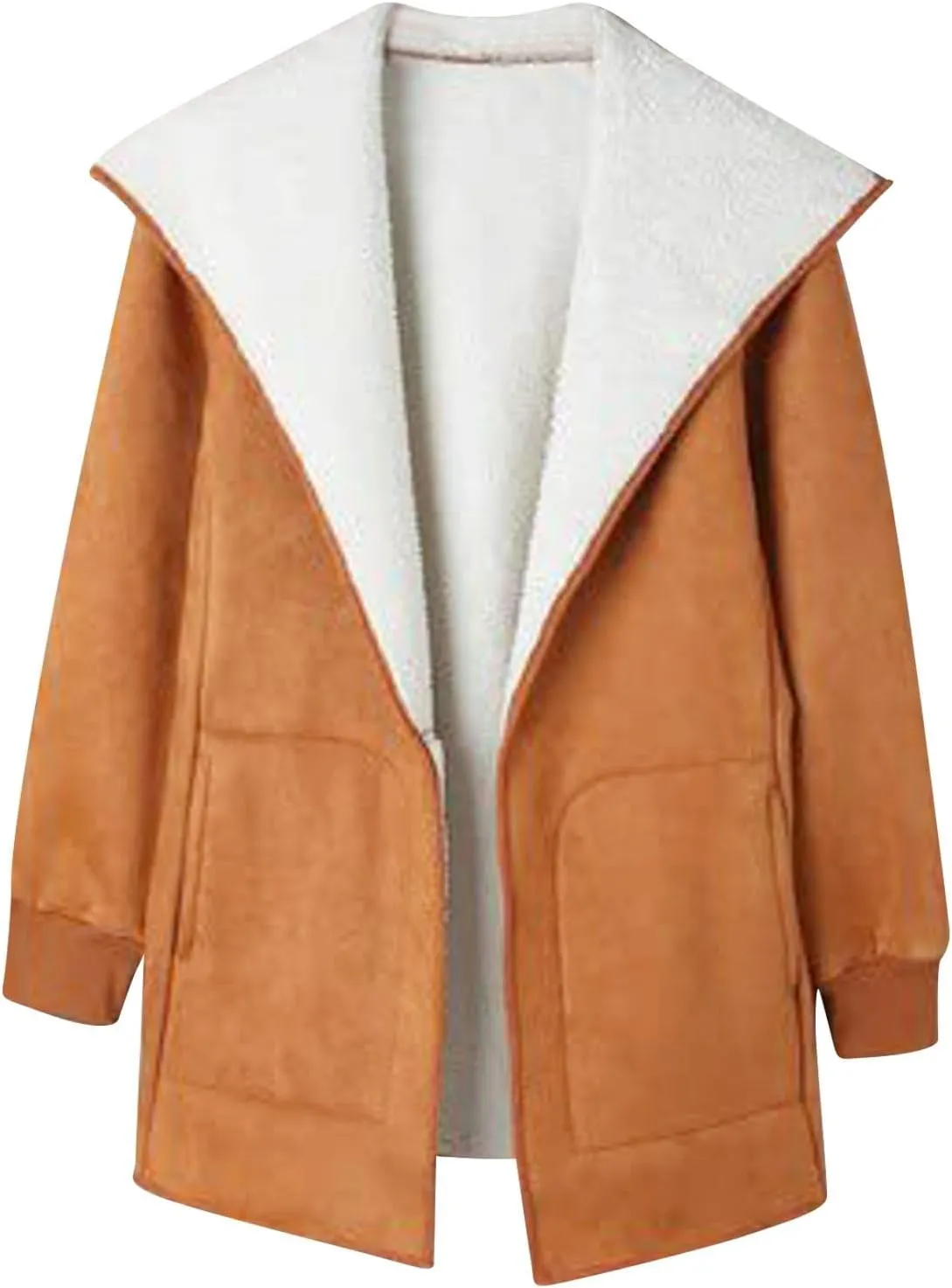 cooki Trench Coat for Women 2023 Women's Winter Warm Stand Collar Sherpa Lined Outerwear Fleece Jacket Coats Winter Warm Coat